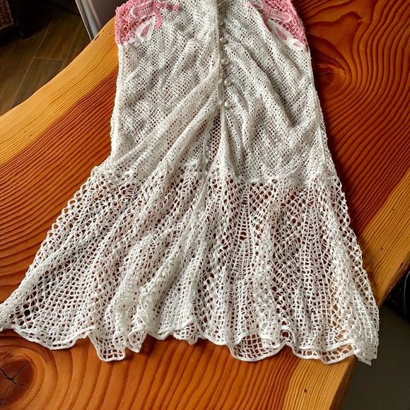 Pink and off white net maxi dress. US S. - Picture 7 of 9
